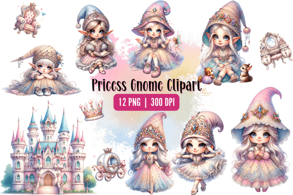 Download Watercolor Princess Gnomes Clipart - Watercolor princess Collection