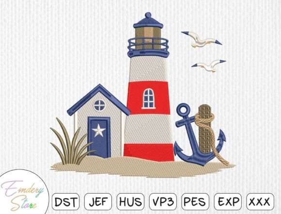 Download Beach House Scene Embroidery Design - Embroidery Collection