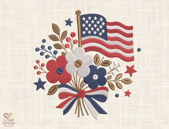 Download Patriotic Floral Embroidery Design - Embroidery Collection