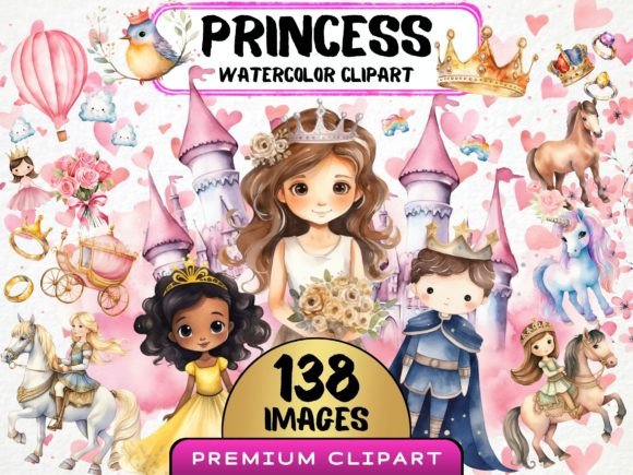Download Watercolor Princess Clipart Bundle - Watercolor princess Collection