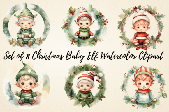 Download Christmas Baby Elf Watercolor Clipart - Premium Resources