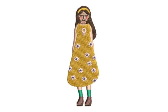 Download Boho Girl in Floral Dress Embroidery Design - Embroidery Collection