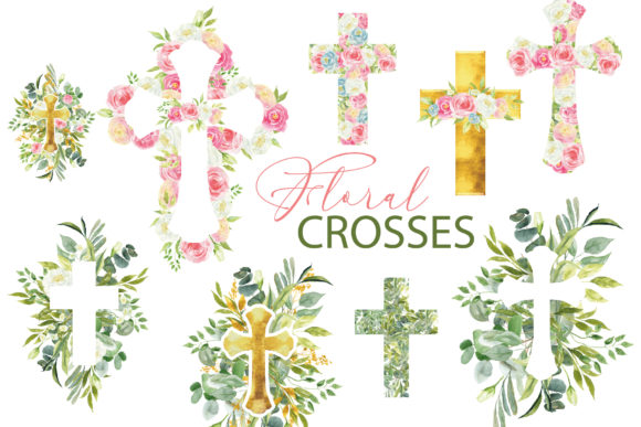 Download Watercolor Floral Easter Cross Clipart - Cross clipart Collection