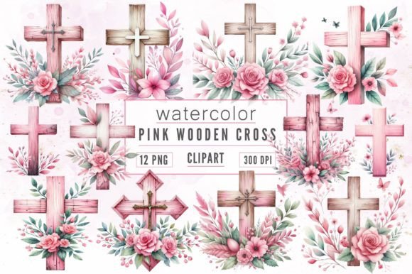 Download Watercolor Pink Wooden Cross Clipart - Cross clipart Collection