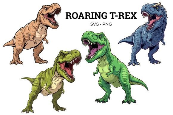 Download Roaring T-Rex Dinosaur Clipart Set - Dinosaur clipart Collection