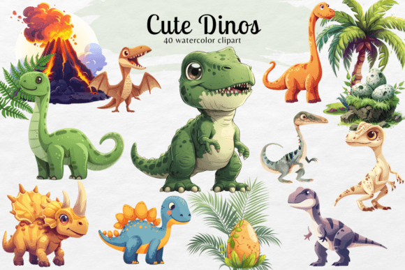 Download Cute Dinosaur ClipArt Watercolor - Dinosaur clipart Collection