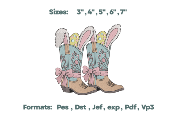 Download Teal Western Easter Boots Embroidery - Embroidery Collection