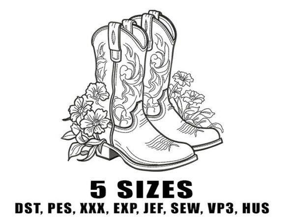 Download Rustic Country Boot Embroidery Designs - Embroidery Collection