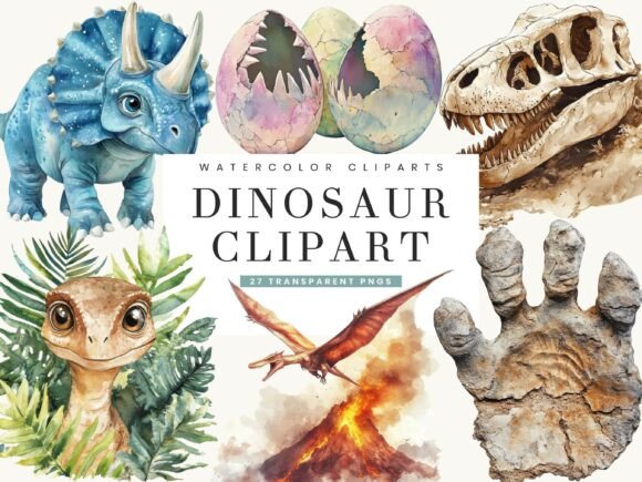 Download Watercolor Dinosaur Clipart Bundle - Dinosaur clipart Collection