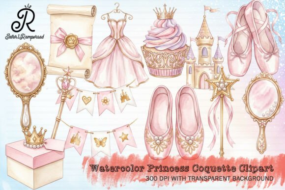 Download Watercolor Princess Coquette Clipart - Watercolor princess Collection
