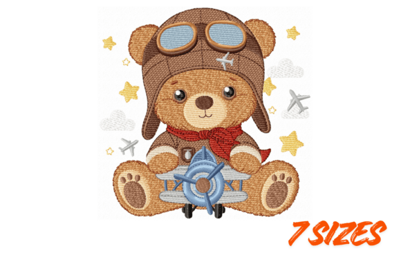 Download Baby Aviator Bear Embroidery Design - Embroidery Collection
