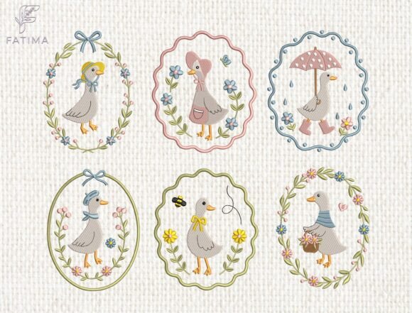Download Vintage Goose Embroidery Design Set - Embroidery Collection