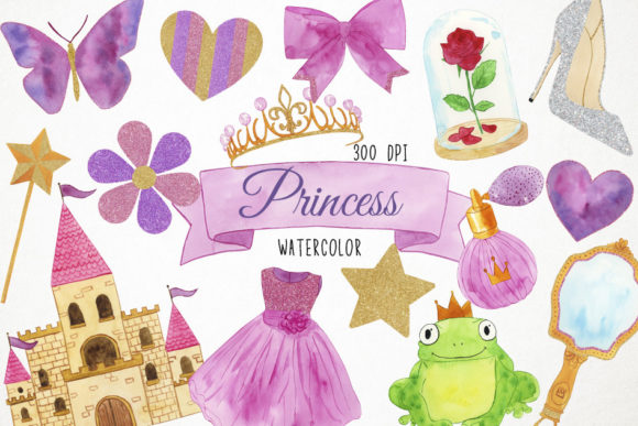 Download Watercolor Princess Clipart, Fairytale - Watercolor princess Collection