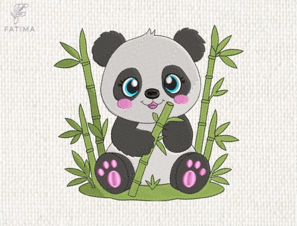 Download Cute Baby Panda Embroidery Design - Premium Resources