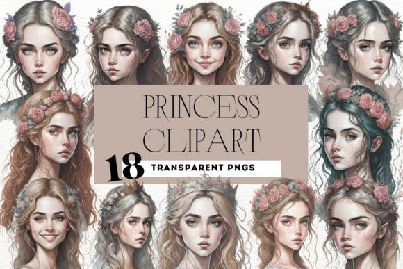 Download Watercolor Princess Portrait Clipart PNG - Watercolor princess Collection