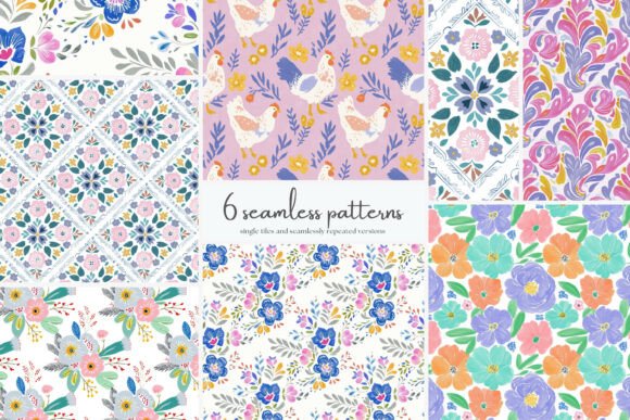 Download Colorful Floral Seamless Patterns Bundle - Premium Resources
