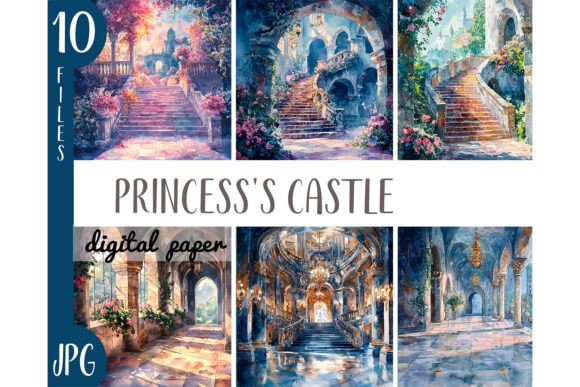 Download Watercolor Princess Castle Clipart JPEG - Watercolor princess Collection
