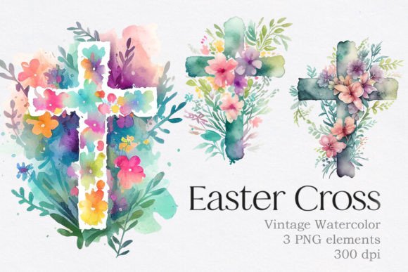Download Vintage Watercolor Easter Cross Clipart - Cross clipart Collection