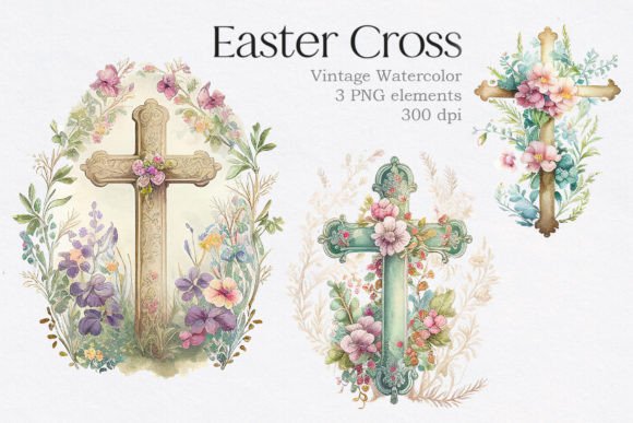 Download Vintage Watercolor Easter Cross Clipart - Cross clipart Collection