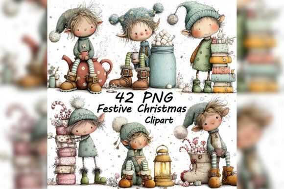 Download Whimsical Christmas Elf Clipart Set - Elf Collection